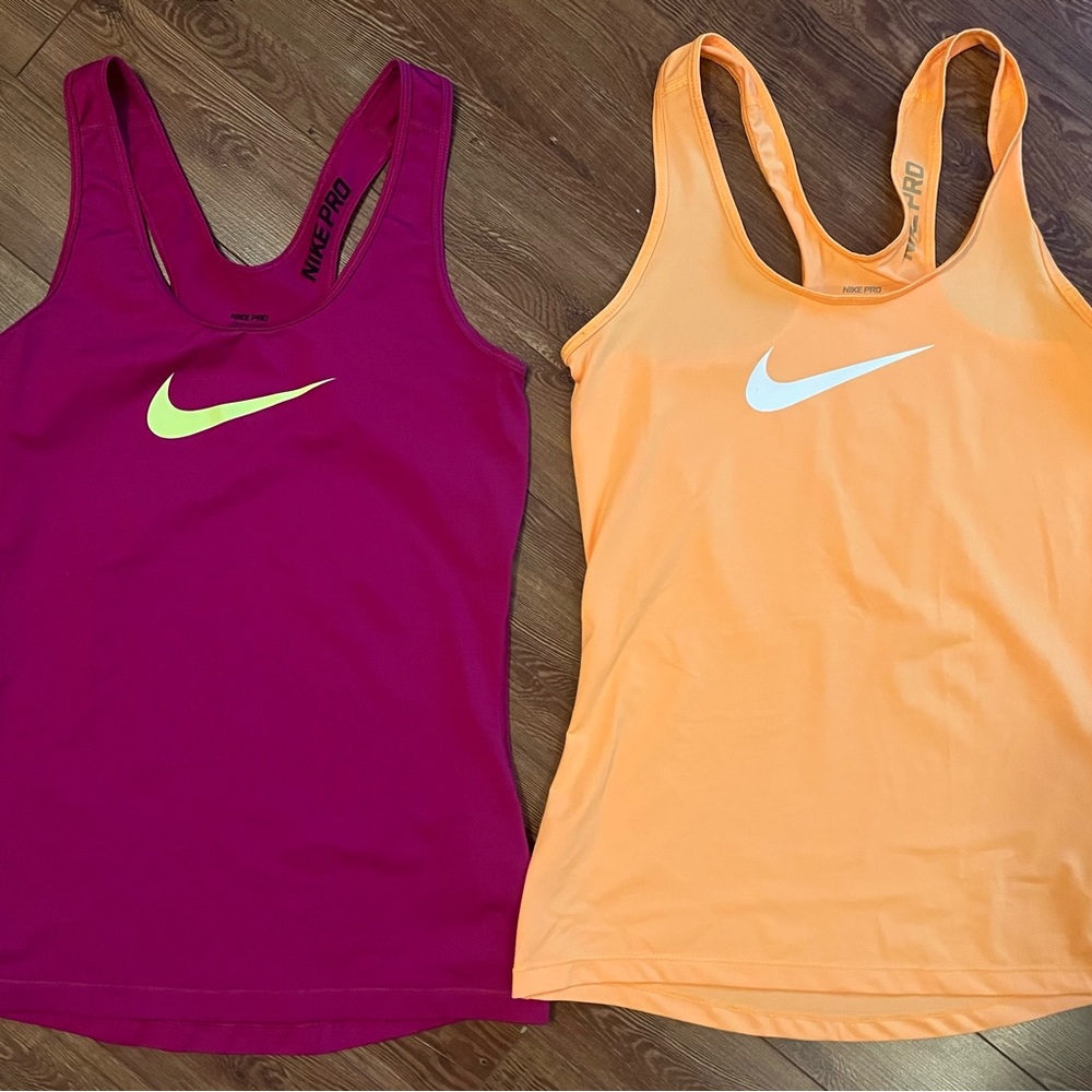 Nike Women's Tank Tops - Magenta and Orange
